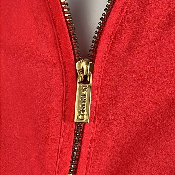 Calvin Klein, coral pink half zip long sleeve blouse size medium - Picture 4 of 7